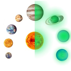 Pegatina de pared luminosa, pegatinas de estrellas luminosas brillantes con temática del sistema solar, resistente al agua, duradera, para decorar la puerta, pared, ventana y techos en la habitación del bebé, guardería