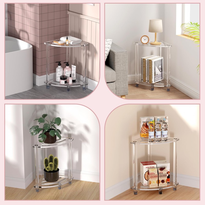 Toyarone Acrylic Corner Shower Stool, Clear Shower Bench for Inside