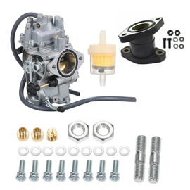 YJGZSVK Carburetor Intake Manifold For Yamaha Kodiak 400 YFM400 1993-1998 Big Bear 4WD YFM350FW 1987-1998 YFM350ER Moto-4 1987-1995 Replaces 4GB-14101-00-00 2HR-14101-01-00 Air Filter Oil Filter