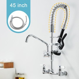 Favorpo 45" Commercial Sink Faucet Sprayer Hose Stainless Steel Commercial Kitchen Sink Faucet Pre-rinse Sprayer Flexible Hose Replacement Kit