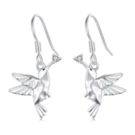 Kootwo Hummingbird Dangle Earrings 925 Sterling Silver Hummingbird Earrings for Bird Lover Jewelry Mother's Day Women Gift