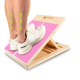 Slant Board for Calf Stretching, Adjustable Portable Wooden Incline Board for Calf Stretcher with Training Poster, 300 Lbs Weight Capacity Physical Therapy Equipment for Leg, Knees, Heel, Ankle