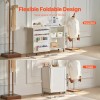 White Folding Sewing Table With Storage Shelves And Lockable Wheels