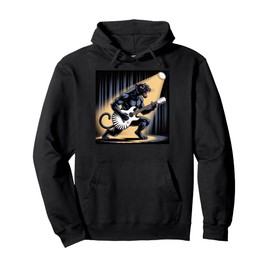 Kids Black Panther Playing Guitar Rock Star Rock and Roll Pullover Hoodie
