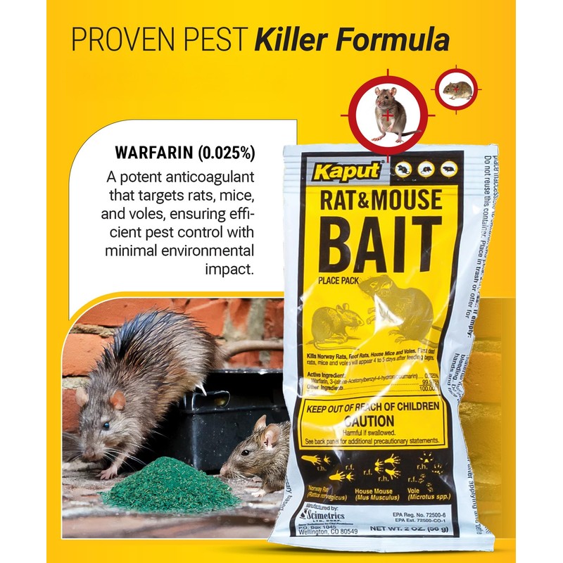 Kaput Rat & Mouse Bait- Effective Warfarin Formula for Rodent