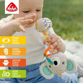 Fehn Rain Maker Baby Toy Koala - Rattle and Discovery Fun - Motor Skills Toy for Rattling, Grasping and Laughing - Baby Motor Skills Toy - Rain Rattle for Babies and Toddlers from 3+ Months