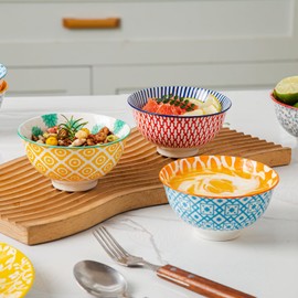 Cerkik Ceramic Dessert Bowls Set - 12 Oz Small Cereal Bowls 4.75 Inch Ice Cream Bowl for Fruit, Snack, Side Dishes, Dipping Sauce - Microwave Dishwasher Safe - Set of 6 - Assorted Colors