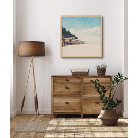 Kate and Laurel Blake Small Spaces Framed Printed Acrylic Wall Art by Laura Evans, 24x24 Natural, Chic Coastal Decor for Wall