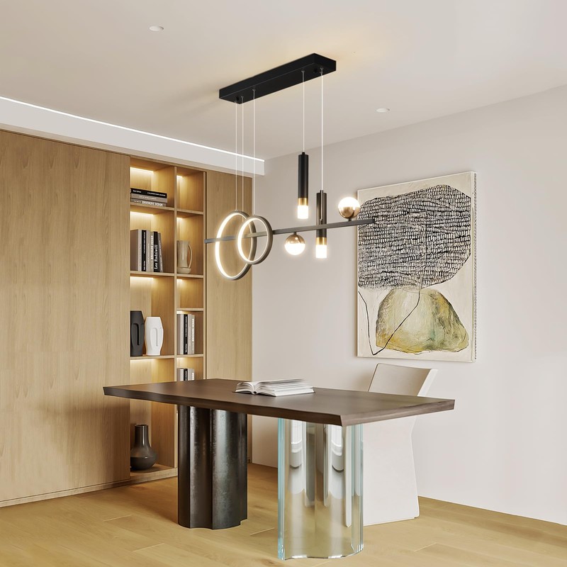 Siittoo Modern Chandeliers for Dining Room, Dimmable Led Linear Pendant
