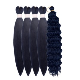 Navy Blue Braiding Hair for Boho Braids Short Deep Wave Boho Hair