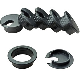 6pcs Desk Grommet 1-3/8 inch Plastic Wire Cord Cable Grommets Hole Cover for Office PC Desk Cable Cord Organizer (Black)