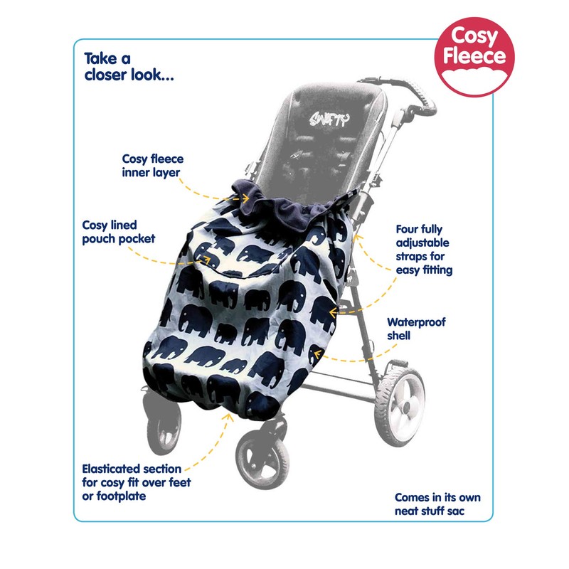 BundleBean Children’s Wheelchair Cosy – Fleece‑Backed Waterproof Nylon, Front Hand-Warming