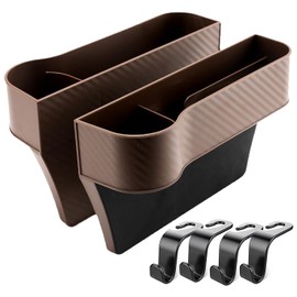 WEZCHUGHAOL Organizador De Relleno De Espacio Para Asiento De Coche, 2 unidades Caja de Almacenamiento para Grietas en el Asiento del Coche,Organizador Universal Multifuncional para el Coche (Marrón)
