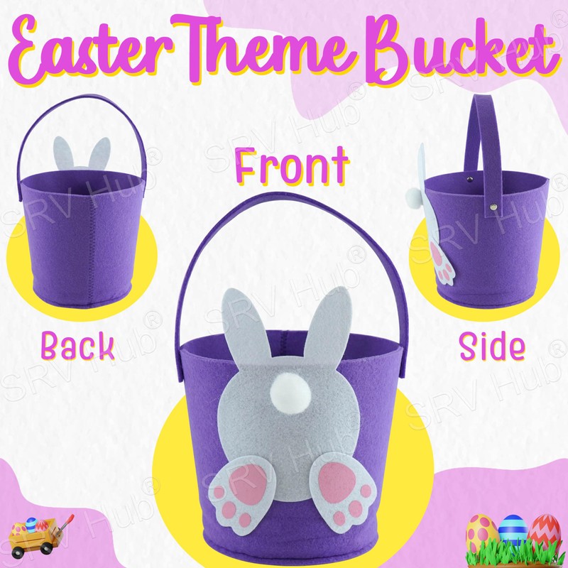 Easter Bunny Handled Goodie Bucket for Decorations | Purple Easter