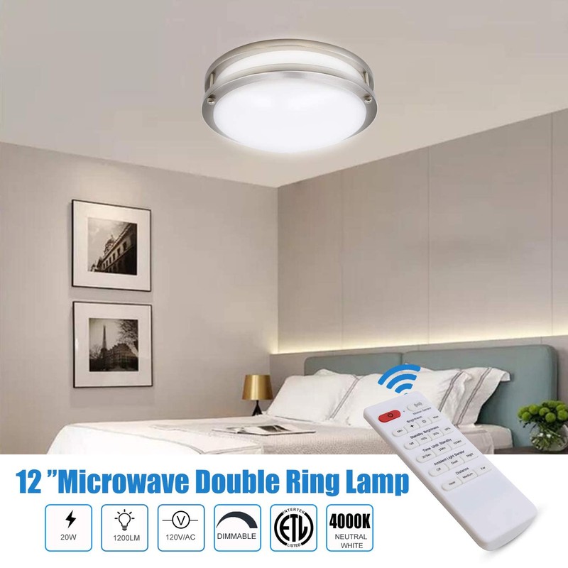 MingBright 12 Inch LED Flush Mount Ceiling Light with Microwave