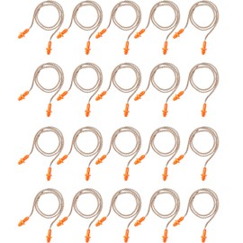 Bememo 20 Pairs Corded Ear Plugs Reusable Silicone Earplugs Sleep Noise Cancelling for Hearing Protection (Brown-Orange)