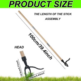 lasuroa Stand Up Garden Tool, 39.4in Rooter with Long Handle 4-Claw Aluminum Alloy Head Easy Dandelion Thistles & Root Removal without Bending or Kneeling