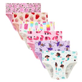 KikizYe Little Girls Panties Soft Cotton Underwear Mermaid Toddler Briefs (Pack of 6) Size 4 5