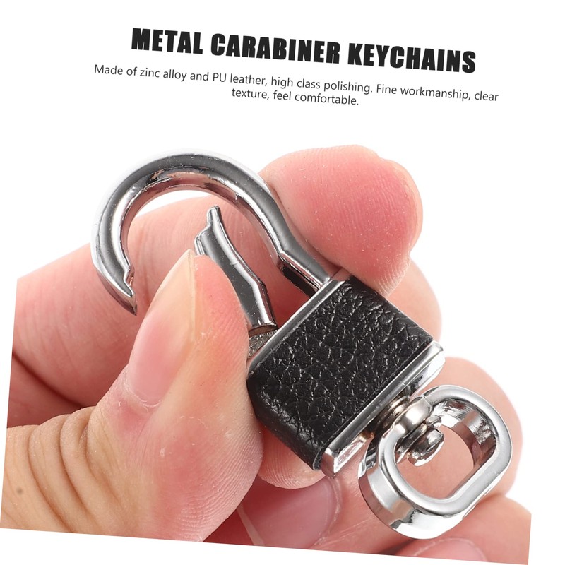 SUPVOX Metal Carabiner Keychain 4pcs PU Leather Key Ring Holder