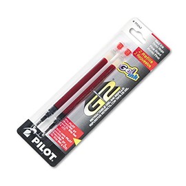 Pilot 77242 G2 Gel Ink Refill, 2-Pack For Rolling Ball Pens, Fine Point, Red Ink