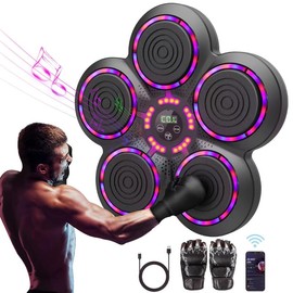 Upgrade Design Intelligent Music Boxing Machine For Adults, With Gloves, Wall Mounted Trainer, Electronic Target Fitness Striking Equipment Home, Indoor And Gym Use - Color: Black(upgraded lighting)