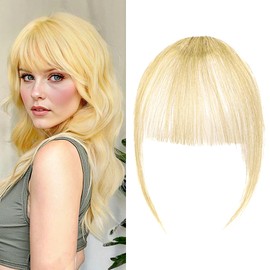 ELNX Clip in Bangs Human Hair 100% Bangs Hair Extensions Natural Clip in Bangs Clip in Bangs Faux Fringe Bangs Hair Clip Synthetic Hair for Women and Girls Daily Wear (Light Gold)