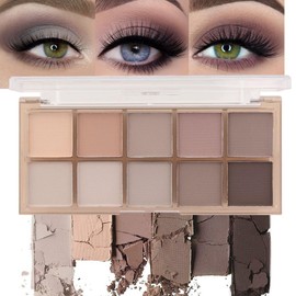 evpct 10 Colors Eye Shadow Palette Eyeshadow Makeup for Women, Nude Brown Taupe Mauve Cocoa Eyeshadow Palette for Velvety Matte Finish Natural Look Eye Shadow sombra de ojos Long Wear Waterproof 04