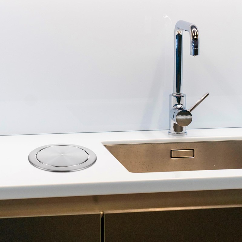 Generic Trash Can Lid: Embedded Countertop Built-in Trash Chute Round