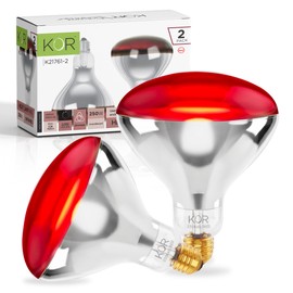 KOR 250W R40 Red Incandescent Heat Lamp Bulbs, E26 Medium Base, 2-Pack