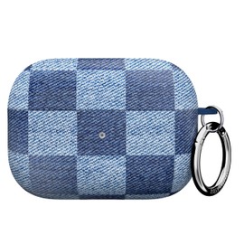 Velvet Caviar Compatible with AirPods Pro Case 2nd and 1st Generation - Cute Protective Hard Cover for Women - Blue Denim Checkered