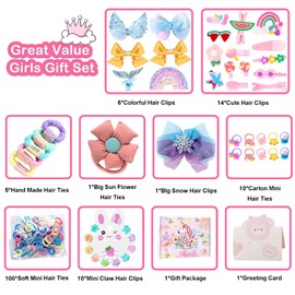 Qopoto HAIR ACCESSORIES for Girls, Including Hair Clips/Hair Barrettes/Hair Ties/Hair Bows - 149 Pieces - Great Gift for Age 4-15 (Pink)