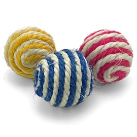 Cutie's PetBox 3pcs Woven Wool String Rattle Ball Toy Set for Cats - Assorted Colors, 1.7" Size