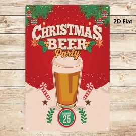 Vintage Christmas Beer Party Metal Wall Sign Rustic Iron Festive Holiday Decor