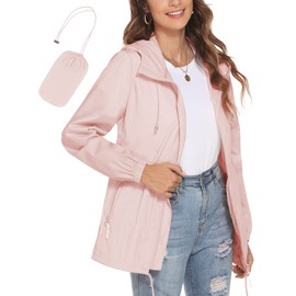 Avoogue Women's Plus Size Raincoat Rain Jacket Lightweight Waterproof Coat Jacket Windbreaker with Hooded