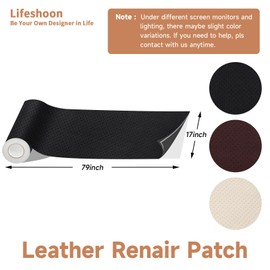 Lifeshoon Leather Repair Patch, 17X158 Inch Breathable Perforated Self Adhesive Leather Repair Tape, Large Vinyl Patch Kits for Couch, Furniture, Sofa, Car Seat, Chairs （Dark Brown, 17X158 Inch）