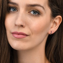 Namana Small Black Hoop Earrings for Women and Teen Girls, Mini Hoop Earrings for Women with Black Stones, Dainty 925 Silver Huggie Earrings for Women in Sterling Silver, Tiny Black Hoops for Her