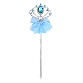 Lovelyshop Blue Diamond Metal Princess Wand with Bowknot for Kids