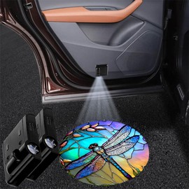 4PCS Car Door Lights,Dragonfly Door Lights Logo Projector LED Shadow Welcome Lamp,Car Accessories Dragonfly Gifts for Women Men,Suitable for All Vehicles Motorcycle Bike