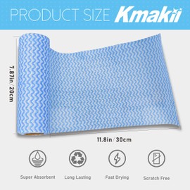 KMAKII Disposable Cleaning Cloth,Jay Clothes,Dish Cloths Roll,Reusable Cleaning Cloths,5 Rolls Blue,30×20cm,125 Sheets