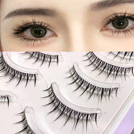 HAPVITAL False Eyelashes for Lower Eyelashes, Natural False Eyelashes, Handmade High Quality Fiber, Comfortable, 3D Feeling, Transparent, 3D False Eyelashes, Cute Eyelashes, Reusable, Lifestyle Makeup