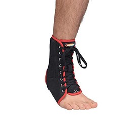 Maxar Canvas Ankle Brace (with Laces), Large, Black With Red Trim, Black with Red Trim, Large