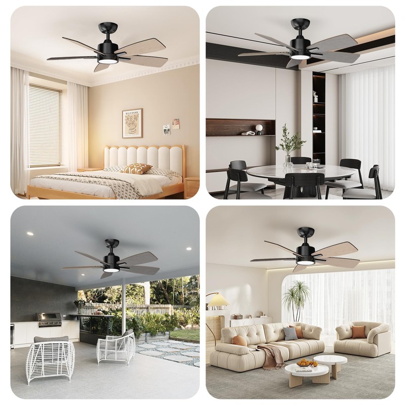 TALOYA 42 Inch Ceiling Fans with Lights Led Remote Control