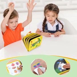 Reusable Doodle Book - Travel Coloring Kit for Toddler with 12 Pen - Educational Learning Activities Art Kit for School Road Trip Airplane Travel