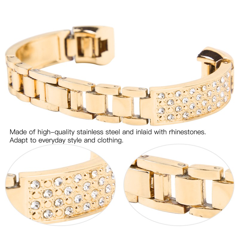Stainless Steel Bracelet Women Inlay Rhinestones Wristband Wrist Decoration for