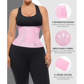 SHAPELLX Plus Size Waist Trainer for Women Postpartum Belly Band Tummy Control Waist Cincher Corset Workout Body Shaper Pink