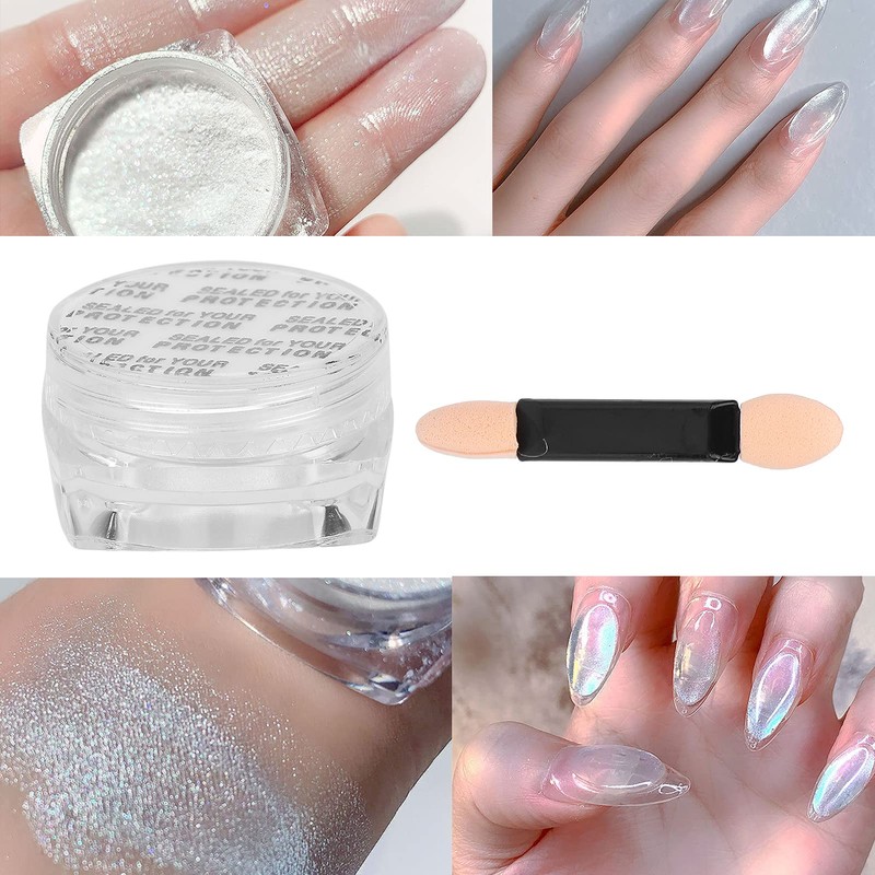 2 Decoración de Uñas, Polvo de Uñas con Efecto Espejo,