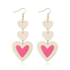 KINIVA Heart Earrings for Women,Trendy Heart Dangle Drop Earrings for Party Prom,Christmas Valentines Jewelry Gifts for Her (242 White + Pink)