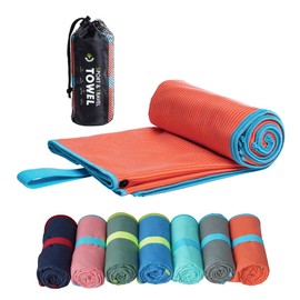 4Monster Microfiber Camping Towel - Quick Dry, Super Absorbent, Lightweight Travel Towel for Hiking, Beach, Gym, Backpacking, Yoga - Compact with Carry Bag (Orange, X Large(63" x 32.2"))