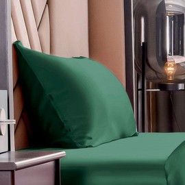 THXSILK 100% Mulberry Silk Pillowcase for Hair and Skin Health, Hidden Zipper, Both Sides Smooth, Breathable and Natural, Sleep Pillow Cases (Standard 20"x26", Emerald Green)