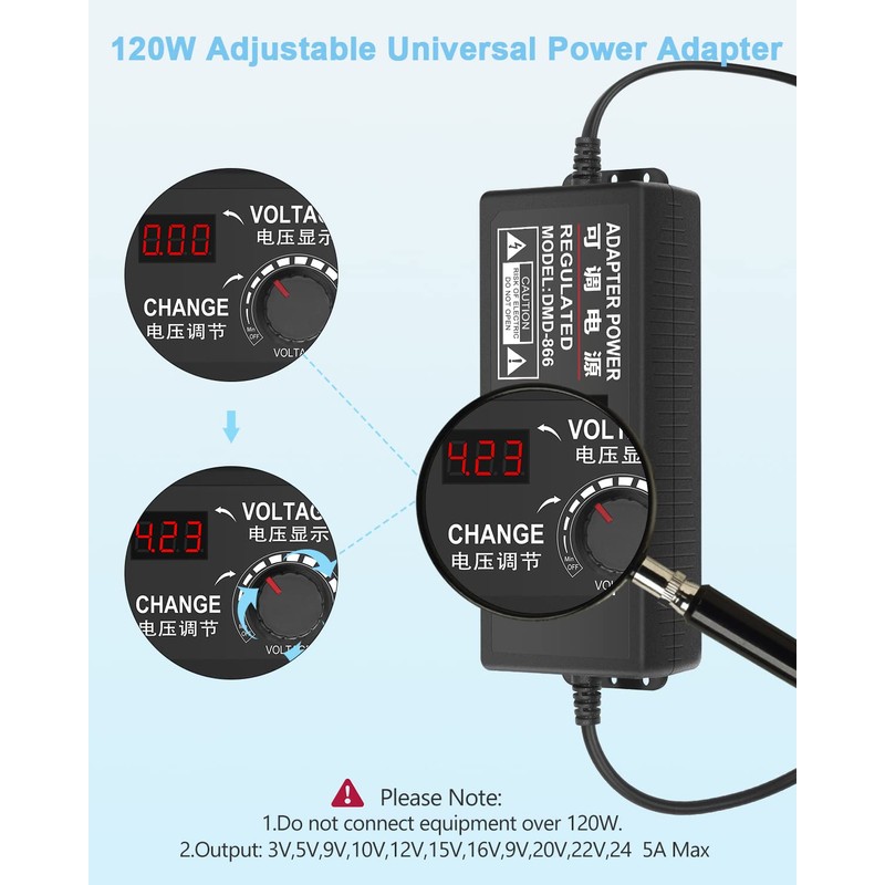 Aclorol - Fuente de alimentación universal 4V-24V 5A 120W Adaptador